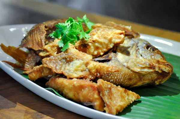 Smažená ryba, smažená tilapijská ryba — Stock fotografie