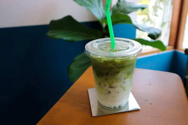 Té verde o té verde matcha, café con leche matcha — Foto de Stock