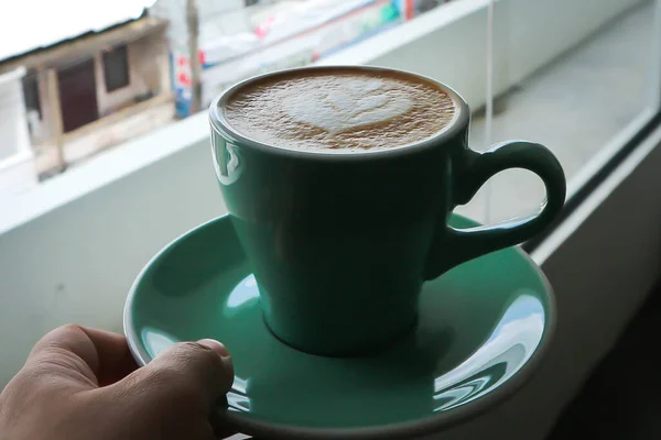 Porcja Kawy Gorącej Kawy Lub Kawy Latte — Zdjęcie stockowe