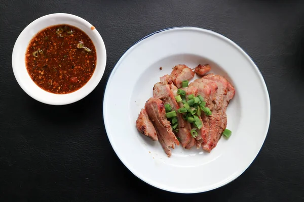 Grilované Vepřové Maso Vepřový Steak Nebo Nakrájené Vepřové Maso Thajské — Stock fotografie