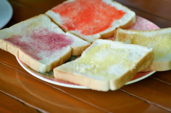 Torradas Pão Com Manteiga Açúcar — Fotografia de Stock