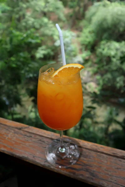 Suco Suco Laranja Com Cobertura Laranja — Fotografia de Stock