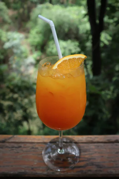 Suco Suco Laranja Com Cobertura Laranja — Fotografia de Stock