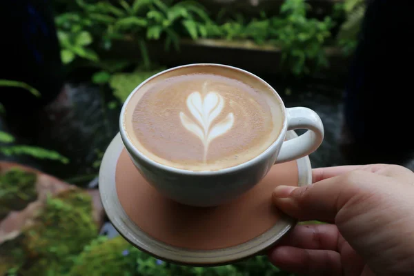 Kawa Gorąca Kawa Lub Kawa Latte Serwowania — Zdjęcie stockowe