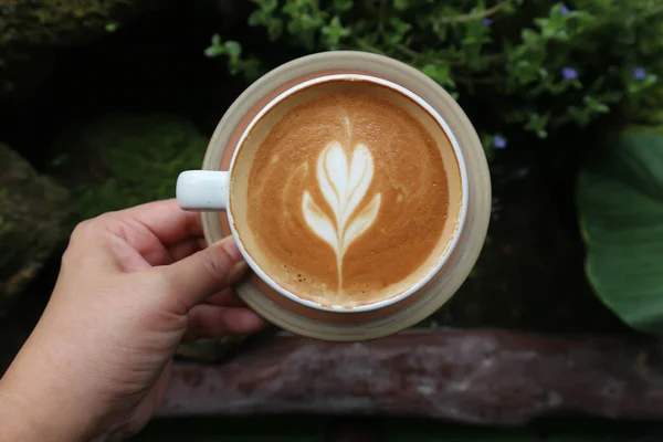 Kawa Gorąca Kawa Lub Kawa Latte Widoku Góry — Zdjęcie stockowe