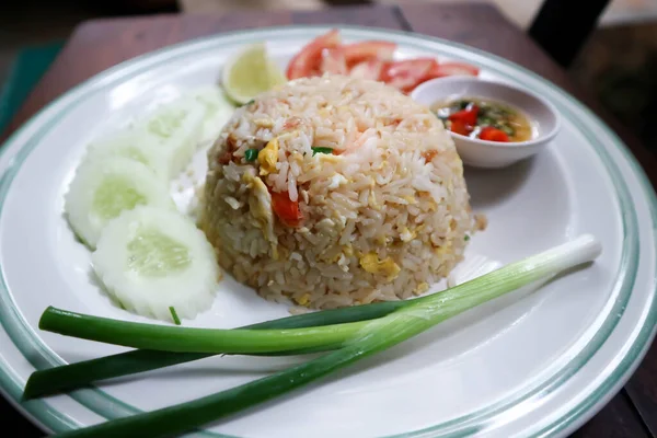 Stir Fried Rice Shrimp Sauce Vegetable — Stock Photo, Image