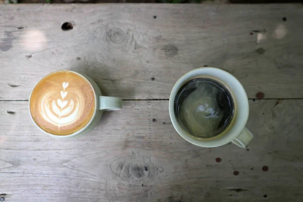 Καφέ Ζεστό Καφέ Καφέ Latte Και Καφέ Americano — Φωτογραφία Αρχείου
