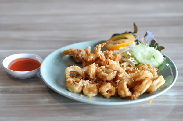 Calamari Fried Squid Sauce — Stock Photo, Image