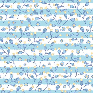 Yabani çiçek ve çizgileri vektörsüz desen yazdırma arkaplanı.