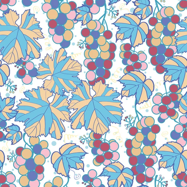 Vektör çokrenkli pastel üzümler dikişsiz desenli arka plan.