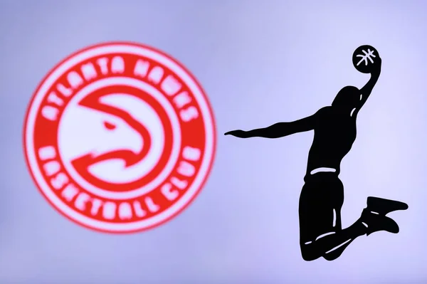 New York Usa Jun 2020 Atlanta Hawks Basketbalclublogo Silhouet Van — Stockfoto