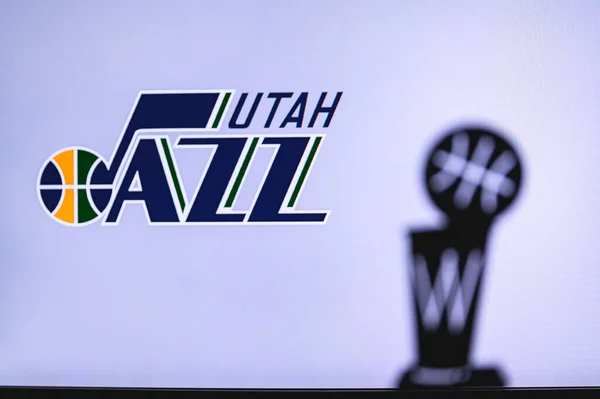 York Usa Jun 2020 Utah Jazz Basketball Club Fehér Képernyőn — Stock Fotó