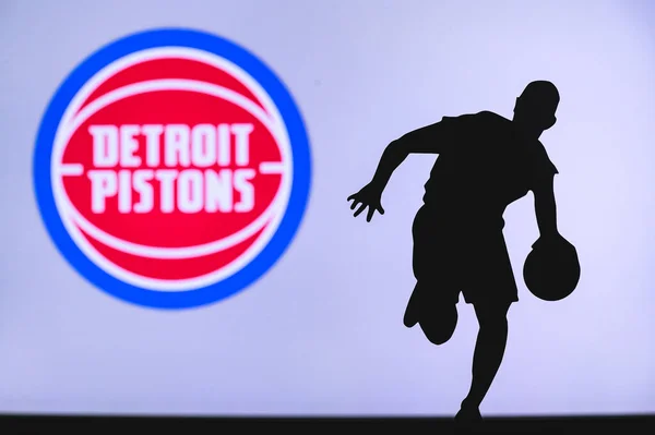 York Usa Jun 2020 Detroit Pistons Kosárlabda Klub Logó Sziluett — Stock Fotó