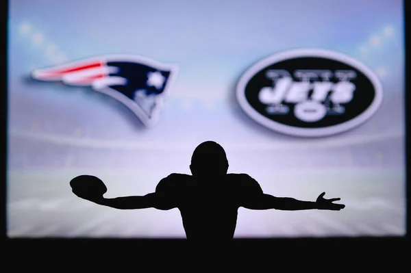 New England Patriots Tegen New York Jets Nfl Wedstrijd American — Stockfoto