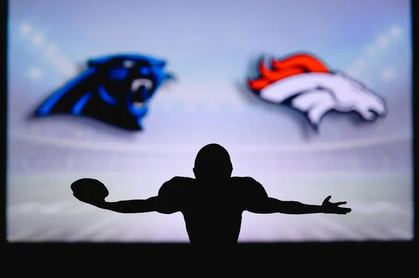 Carolina Panthers Denver Broncos Karşı Nfl Oyunu Amerikan Futbol Ligi — Stok fotoğraf