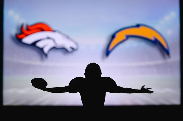 Denver Broncos Los Angeles Chargers Karşı Nfl Oyunu Amerikan Futbol — Stok fotoğraf