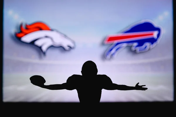 Denver Broncos Kontra Buffalo Bills Nfl Játék Amerikai Futball Liga — Stock Fotó