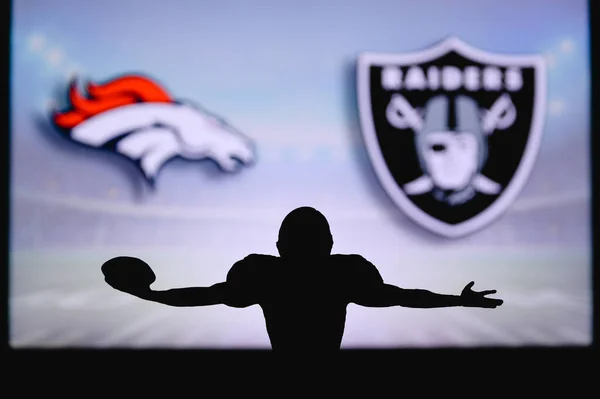 Denver Broncos Kontra Las Vegas Raiders Nfl Játék Amerikai Futball — Stock Fotó