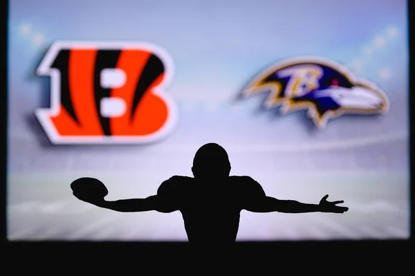 Cincinnati Bengals Kontra Baltimore Ravens Nfl Játék Amerikai Futball Liga — Stock Fotó
