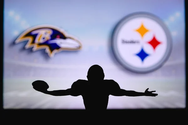 Baltimore Ravens Kontra Pittsburgh Steelers Nfl Játék Amerikai Futball Liga — Stock Fotó