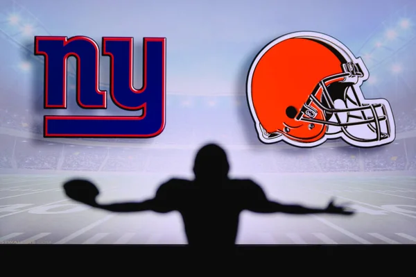 New York Giants Cleveland Browns Karşı Nfl Oyunu Amerikan Futbol — Stok fotoğraf