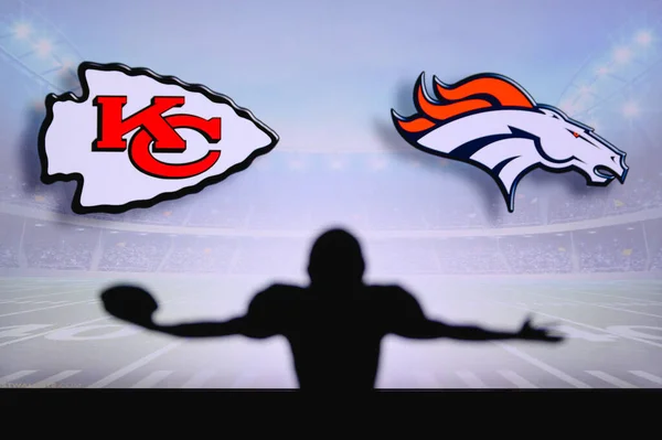 Kansas City Chiefs Kontra Denver Broncos Nfl Játék Amerikai Futball — Stock Fotó