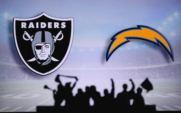 Las Vegas Raiders Kontra Los Angeles Chargers Rajongók Támogatják Nfl — Stock Fotó