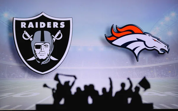 Las Vegas Raiders Kontra Denver Broncos Fani Wspierają Nfl Game — Zdjęcie stockowe