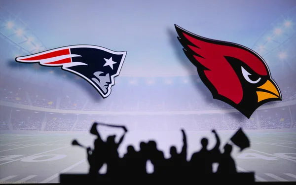 New England Patriots Arizona Cardinals Fãs Apoiam Nfl Game Silhueta — Fotografia de Stock