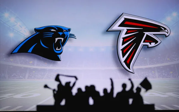 Carolina Panthers Atlanta Falcons Fãs Apoiam Nfl Game Silhueta Apoiantes — Fotografia de Stock