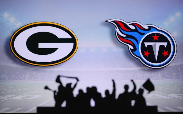 Green Bay Packers Tennessee Titans Fãs Apoiam Nfl Game Silhueta — Fotografia de Stock