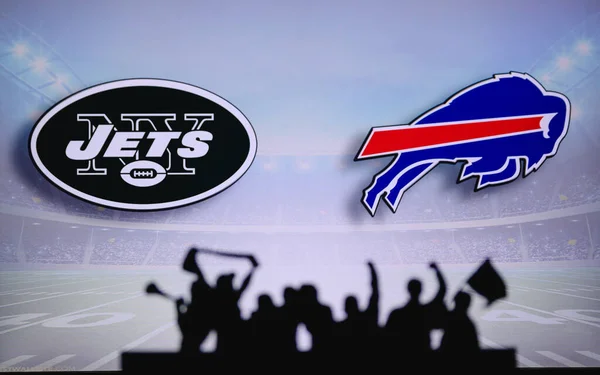 New York Jets Buffalo Bills Fãs Apoiam Nfl Game Silhueta — Fotografia de Stock