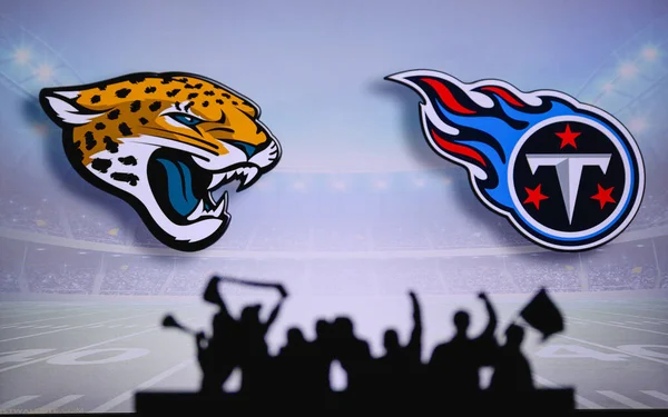 Jacksonville Jaguars Kontra Tennessee Titans Fani Wspierają Nfl Game Sylwetka — Zdjęcie stockowe