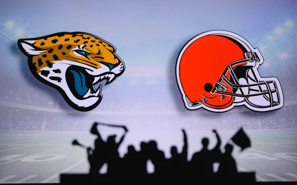 Jacksonville Jaguars Cleveland Browns Fans Support Nfl Game Silhouette Supporters — Stock Photo, Image