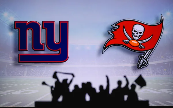 New York Giants Tampa Bay Buccaneers Підтримує Nfl Game Силует — стокове фото