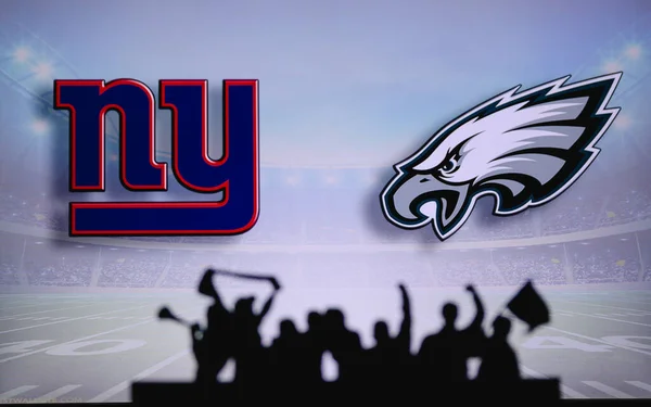 New York Giants Philadelphia Eagles Fãs Apoiam Nfl Game Silhueta — Fotografia de Stock