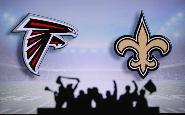 Atlanta Falcons New Orleans Saints Fãs Apoiam Nfl Game Silhueta — Fotografia de Stock