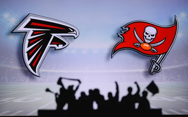 Atlanta Falcons Tampa Bay Buccaneers Fans Apoyo Juego Nfl Silueta — Foto de Stock