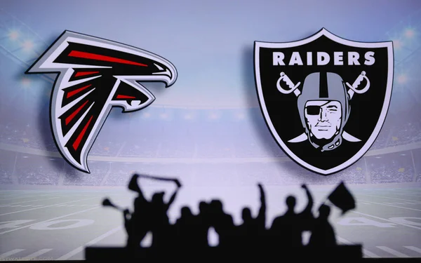 Atlanta Falcons Las Vegas Raiders Fãs Apoiam Nfl Game Silhueta — Fotografia de Stock