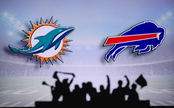 Miami Dolphins Buffalo Bills Fans Support Nfl Game Silhouette Supporters — Stock Photo, Image