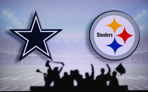 Dallas Cowboys Pittsburgh Steelers Fãs Apoiam Nfl Game Silhueta Apoiantes — Fotografia de Stock