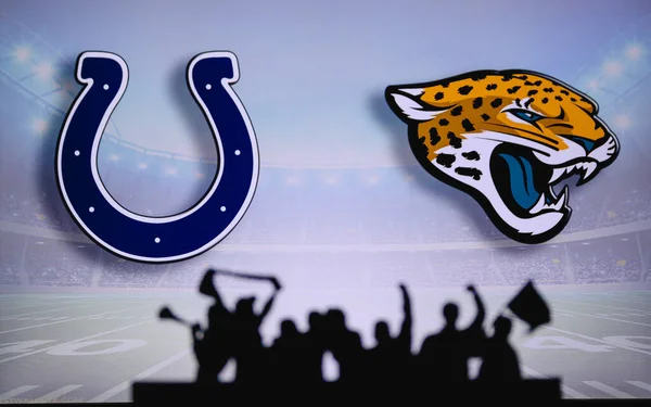 Indianapolis Colts Vastaan Jacksonville Jaguars Fanit Tukevat Nfl Game Siluetti — kuvapankkivalokuva