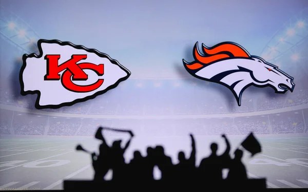 Kansas City Chiefs Denver Broncos Fans Support Nfl Game Silhouette — Stock Photo, Image