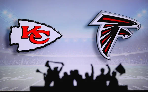 Kansas City Chiefs Atlanta Falcons Fans Support Nfl Game Silhouette — Stock Photo, Image