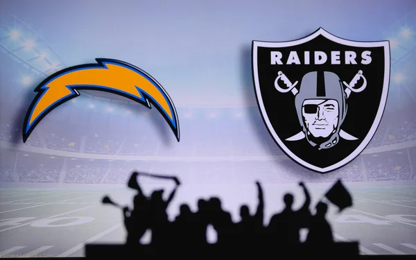 Los Angeles Chargers Las Vegas Raiders Fans Apoyo Juego Nfl — Foto de Stock