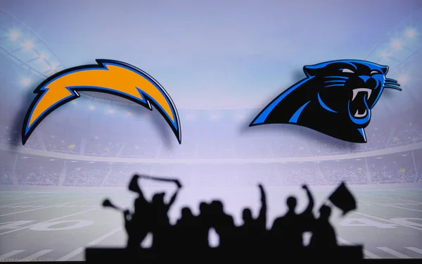 Los Angeles Chargers Carolina Panthers Fans Support Nfl Game Silhouette — Stock Photo, Image