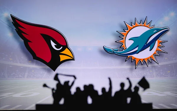 Arizona Cardinals Miami Dolphins Fans Support Nfl Game Silhouette Supporters — Stock Photo, Image