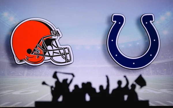 Cleveland Browns Indianapolis Colts Fans Ondersteuning Nfl Game Silhouet Van — Stockfoto