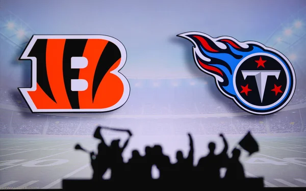 Cincinnati Bengals Tennessee Titans Підтримує Nfl Game Силует Прихильників Великий — стокове фото