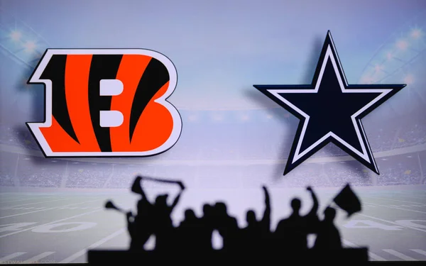Cincinnati Bengals Dallas Cowboys Fans Support Nfl Game Silhouette Supporters — Stock Photo, Image